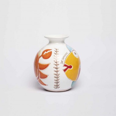Vaso Tondo Folk pesce cancro ceramiche de simone VS507FK-PE/GR Vaso Tondo Folk pesce cancro ceramiche de simone VS507FK-PE/GR